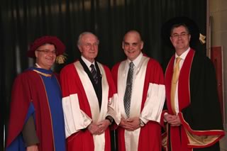 Dr. Robert MacKinnon, Mr. Hans Klohn (other Honorary Degree recipient), Mr. Glenn Cooke and Dr. Eddy Campbell.