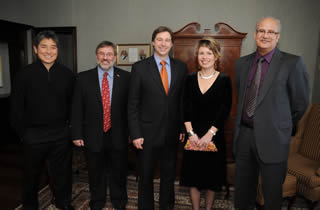 Guy Kawasaki, Thierry Chopin, Honorable Shawn Graham, Premier of New Brunswick, Suzanne Currie and Yahia Djaoued before receiving their honours at the R3 Gala 2010.