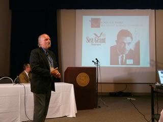 Dr. Barry Costa-Pierce, Director of the Rhode Island Sea Grant program and co-host of the Symposium, during his welcoming introduction.