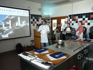 Chef Chris Aerni (Rossmount Inn) during his presentation in one of the Cuisinart kitchen laboratories.